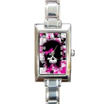 Scene Kid Girl Skull Rectangle Italian Charm Watch