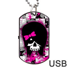 Scene Kid Girl Skull Dog Tag USB Flash (Two Sides) from Custom Dropshipper Back