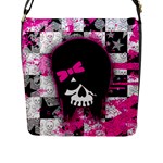 Scene Kid Girl Skull Flap Closure Messenger Bag (L)