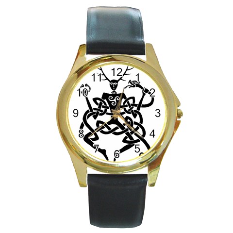 cernunnos Round Gold Metal Watch from Custom Dropshipper Front