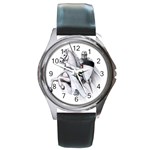 templar on rearing horse Round Metal Watch