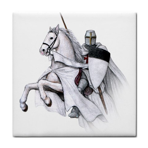 templar on rearing horse Tile Coaster from Custom Dropshipper Front