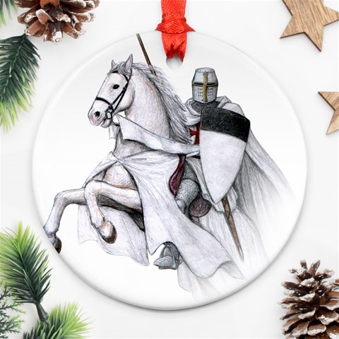 templar on rearing horse Ornament (Round) from Custom Dropshipper Front