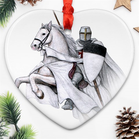 templar on rearing horse Ornament (Heart) from Custom Dropshipper Front
