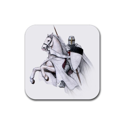 templar on rearing horse Rubber Coaster (Square) from Custom Dropshipper Front