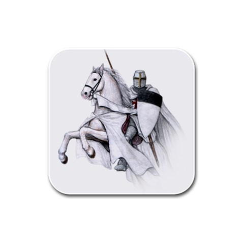 templar on rearing horse Rubber Square Coaster (4 pack) from Custom Dropshipper Front