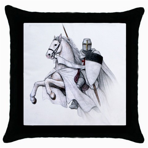 templar on rearing horse Throw Pillow Case (Black) from Custom Dropshipper Front