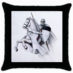 templar on rearing horse Throw Pillow Case (Black)