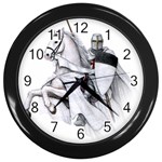 templar on rearing horse Wall Clock (Black)