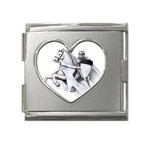 templar on rearing horse Mega Link Heart Italian Charm (18mm)