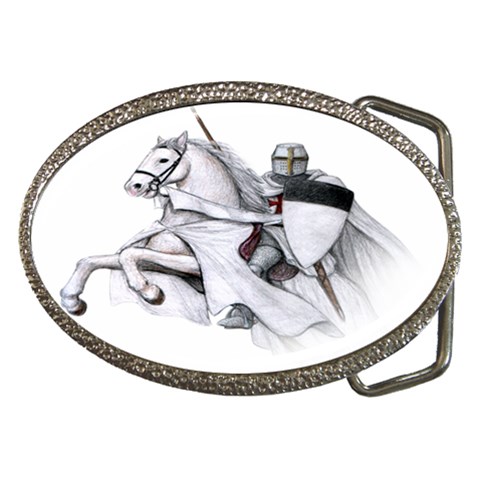 templar on rearing horse Belt Buckle from Custom Dropshipper Front