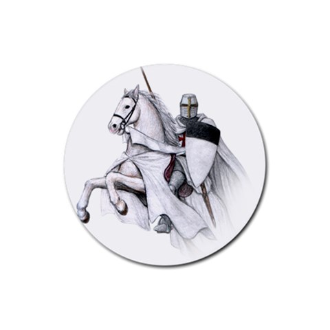 templar on rearing horse Rubber Coaster (Round) from Custom Dropshipper Front