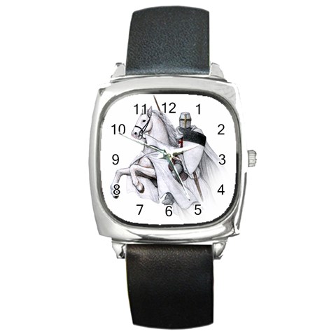templar on rearing horse Square Metal Watch from Custom Dropshipper Front