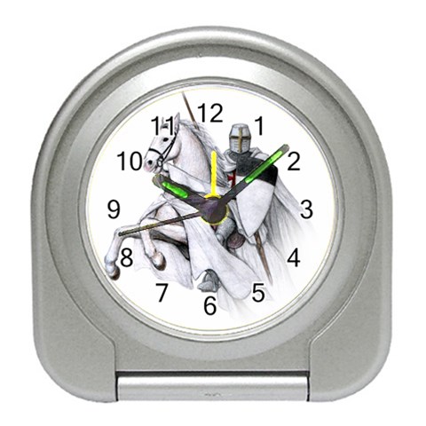 templar on rearing horse Travel Alarm Clock from Custom Dropshipper Front
