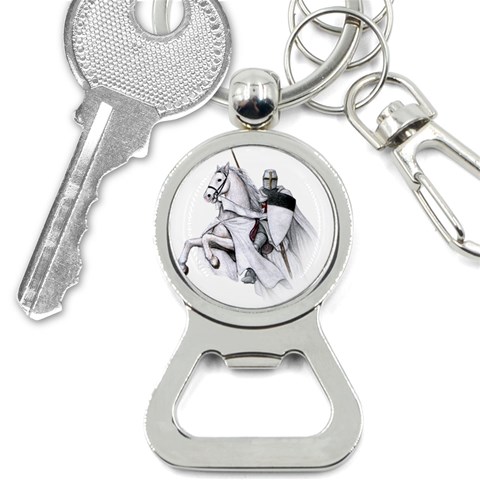 templar on rearing horse Bottle Opener Key Chain from Custom Dropshipper Front
