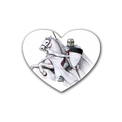 templar on rearing horse Rubber Heart Coaster (4 pack) from Custom Dropshipper Front