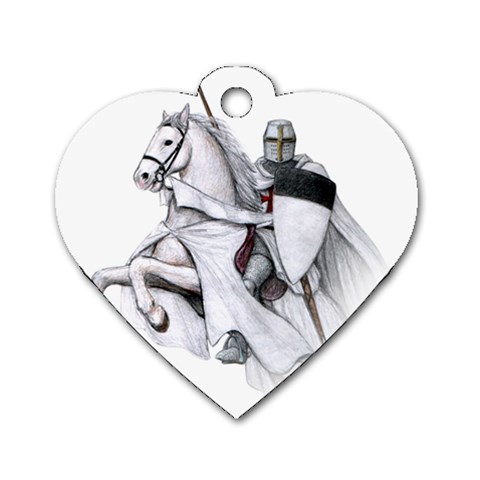 templar on rearing horse Dog Tag Heart (One Side) from Custom Dropshipper Front