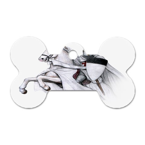 templar on rearing horse Dog Tag Bone (One Side) from Custom Dropshipper Front