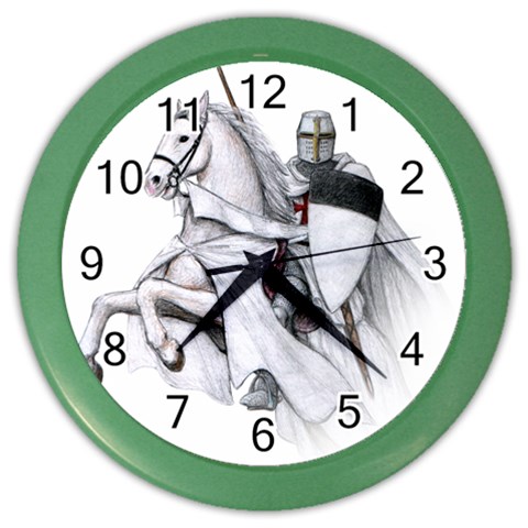 templar on rearing horse Color Wall Clock from Custom Dropshipper Front
