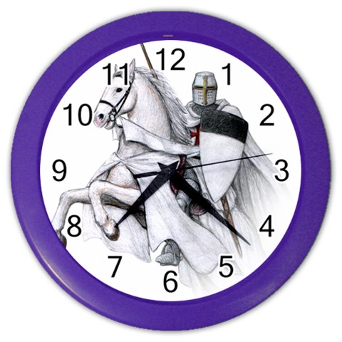 templar on rearing horse Color Wall Clock from Custom Dropshipper Front