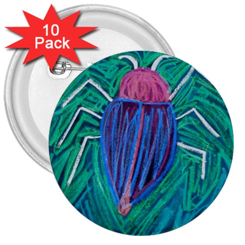 Big Green Bug  3  Button (10 pack) from Custom Dropshipper Front