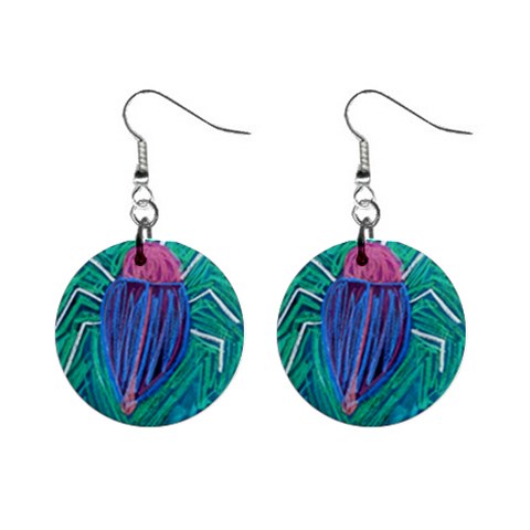Big Green Bug  1  Button Earrings from Custom Dropshipper Front