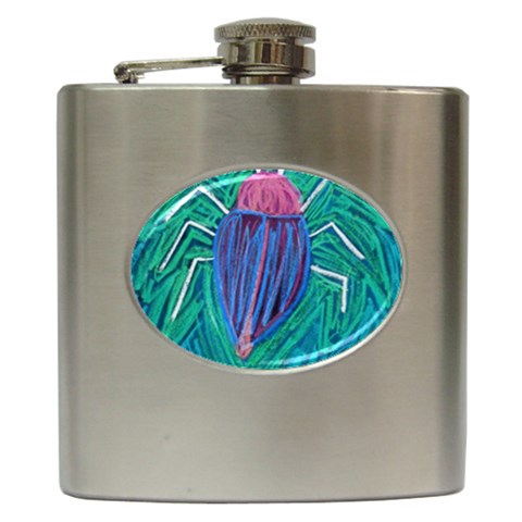 Big Green Bug  Hip Flask (6 oz) from Custom Dropshipper Front
