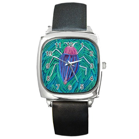 Big Green Bug  Square Metal Watch from Custom Dropshipper Front