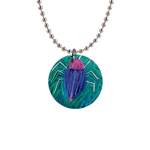 Big Green Bug  1  Button Necklace from Custom Dropshipper Front