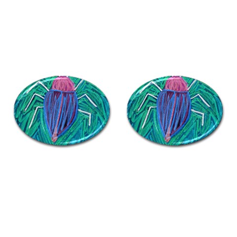 Big Green Bug  Cufflinks (Oval) from Custom Dropshipper Front(Pair)