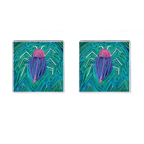 Big Green Bug  Cufflinks (Square) from Custom Dropshipper Front(Pair)