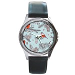 Christmas birds Round Metal Watch