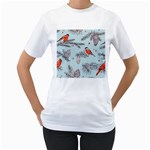 Christmas birds Women s T-Shirt (White) (Two Sided)