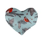 Christmas birds Standard 16  Premium Heart Shape Cushions