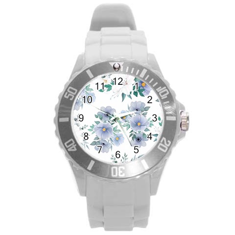Floral pattern Round Plastic Sport Watch (L) from Custom Dropshipper Front