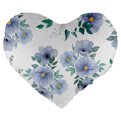 Floral pattern Large 19  Premium Flano Heart Shape Cushions from Custom Dropshipper Front