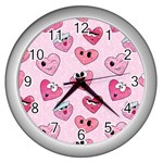Emoji Heart Wall Clock (Silver)
