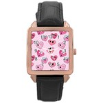 Emoji Heart Rose Gold Leather Watch 