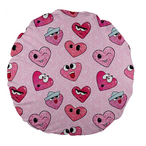 Emoji Heart Large 18  Premium Flano Round Cushions from Custom Dropshipper Front