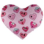 Emoji Heart Large 19  Premium Flano Heart Shape Cushions