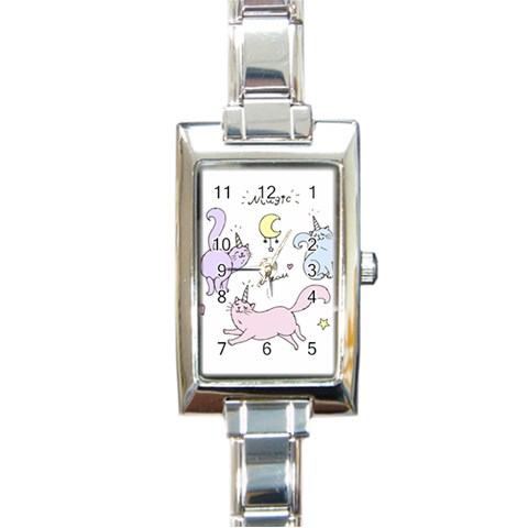 Cute unicorn cats Rectangle Italian Charm Watch from Custom Dropshipper Front
