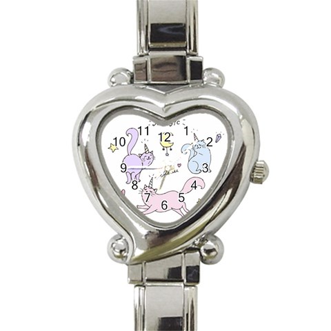 Cute unicorn cats Heart Italian Charm Watch from Custom Dropshipper Front