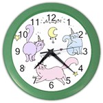  Cute unicorn cats Color Wall Clock