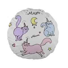 Cute unicorn cats Standard 15  Premium Round Cushions from Custom Dropshipper Back