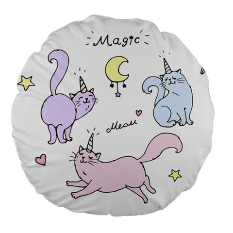 Cute unicorn cats Large 18  Premium Round Cushions from Custom Dropshipper Back