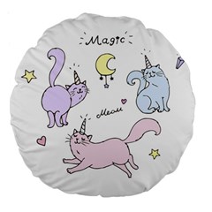 Cute unicorn cats Large 18  Premium Flano Round Cushions from Custom Dropshipper Front