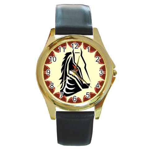 Horse head Round Gold Metal Watch from Custom Dropshipper Front