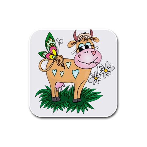 Cute cow Rubber Square Coaster (4 pack) from Custom Dropshipper Front