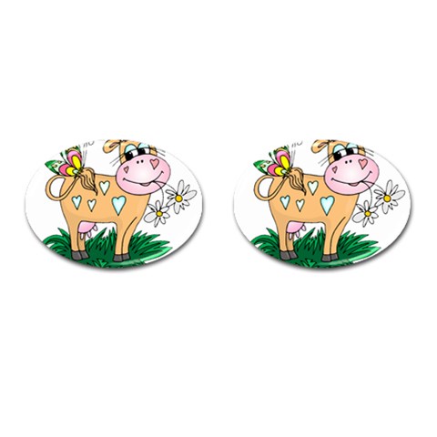 Cute cow Cufflinks (Oval) from Custom Dropshipper Front(Pair)