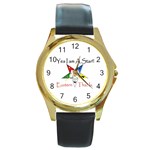 yes Round Gold Metal Watch